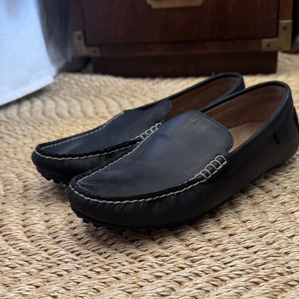 Polo Ralph Lauren Woodley Leather Driving Loafers In Black